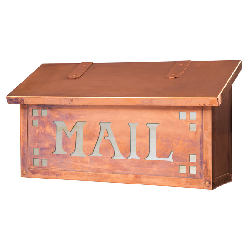 Boîte aux lettres murale en laiton Pasadena 17 po x 8 po, Vieux sou, Or irisé