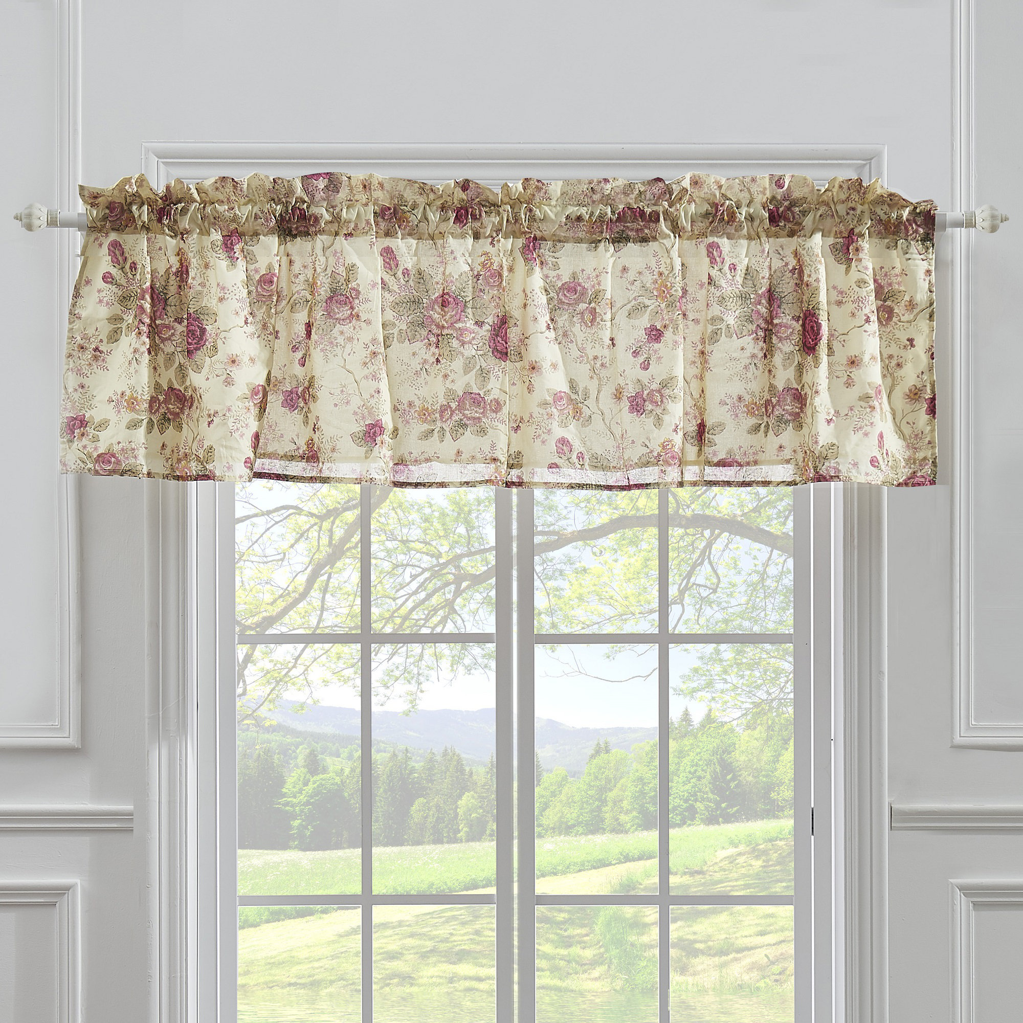 Antique Rose 84" Curtain Valance, Ecru