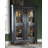 Country Living Vintage Market Glass Front Display Cabinet with LED Light and Wood Shelves