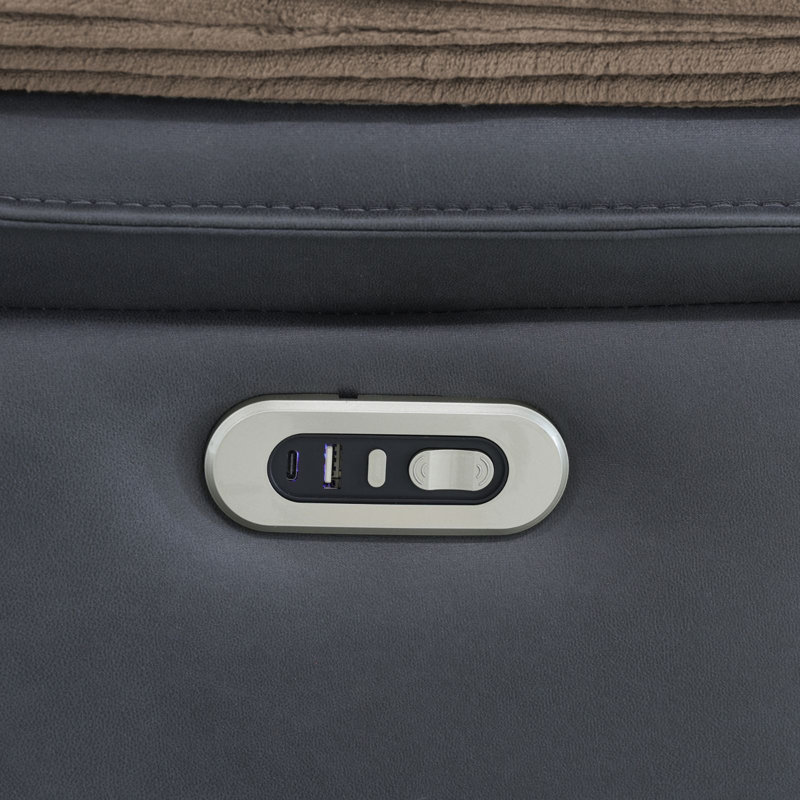Fauteuil inclinable électrique en tissu gris noirâtre Oslo avec charge USB, sans fil et lumière DEL Oslo