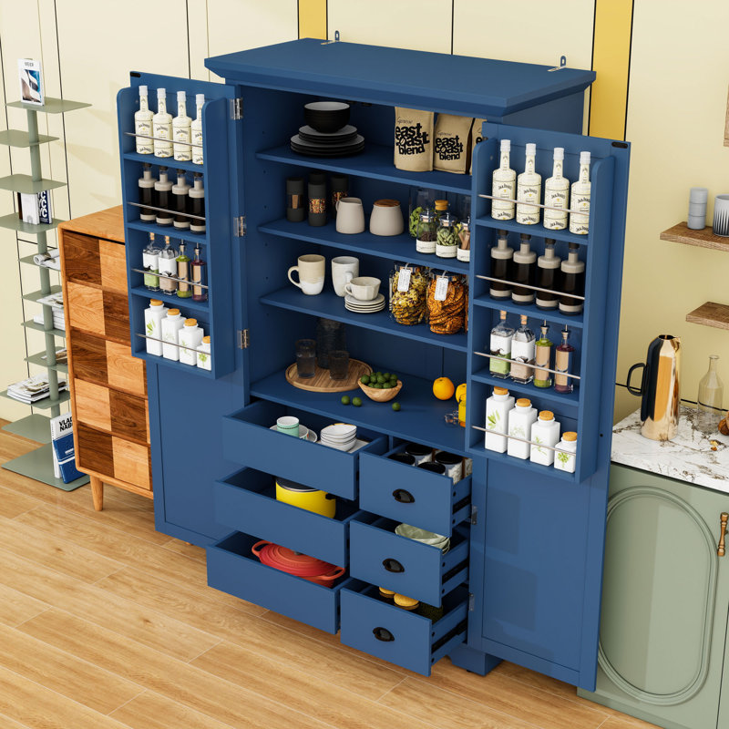 Lark Manor Modern Freestanding Kitchen Pantry Cabinet with Ample ...