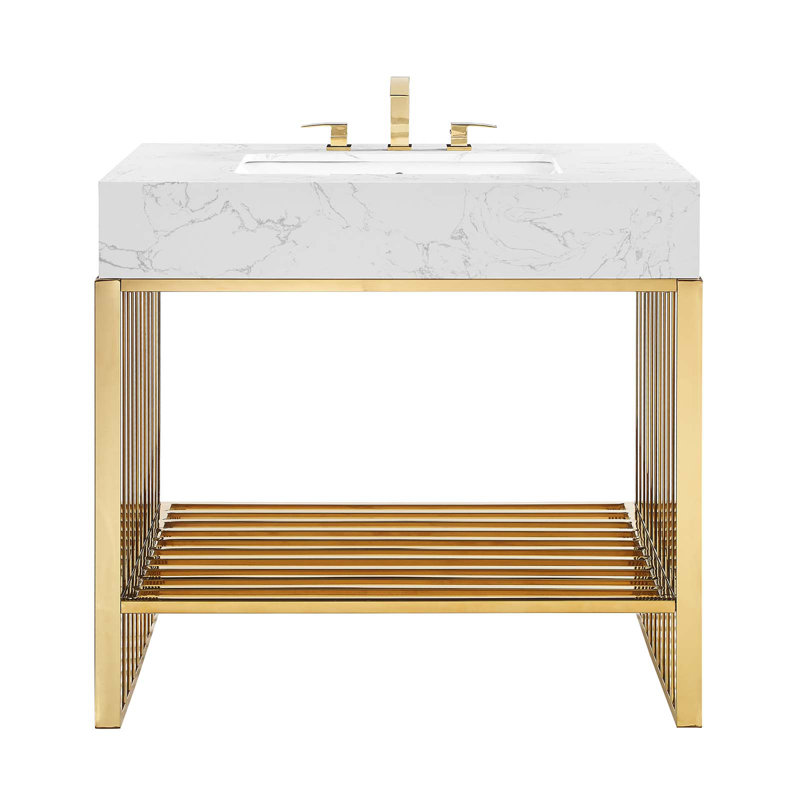 Meuble-lavabo 36 po Modway Gridiron, Or