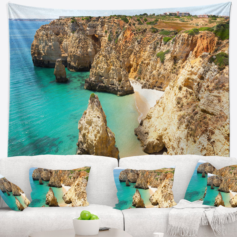 Tapisserie «Seashore Rocky and Rough Portugal Bay», H 50 po x l 60 po