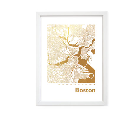 Boston Map - Single Picture Frame Print