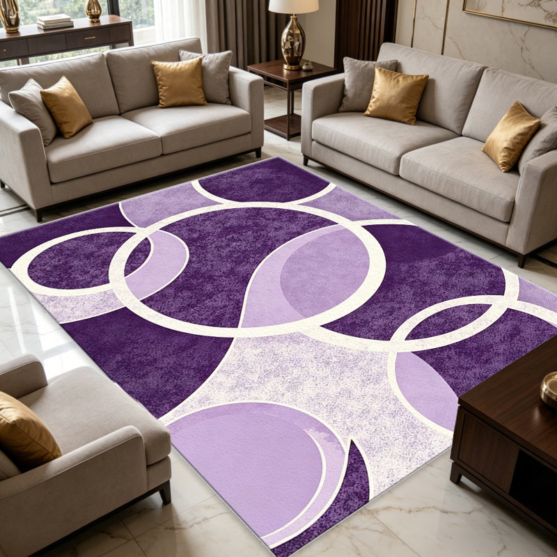 Lavender Purple Circle carpet-easy to clean, machine-washable, soft and comfortable; suitable for door mats, kitchens, living rooms, bedrooms, corridors, and laundry areas. Easy to clean, durable carpet for home decoration.