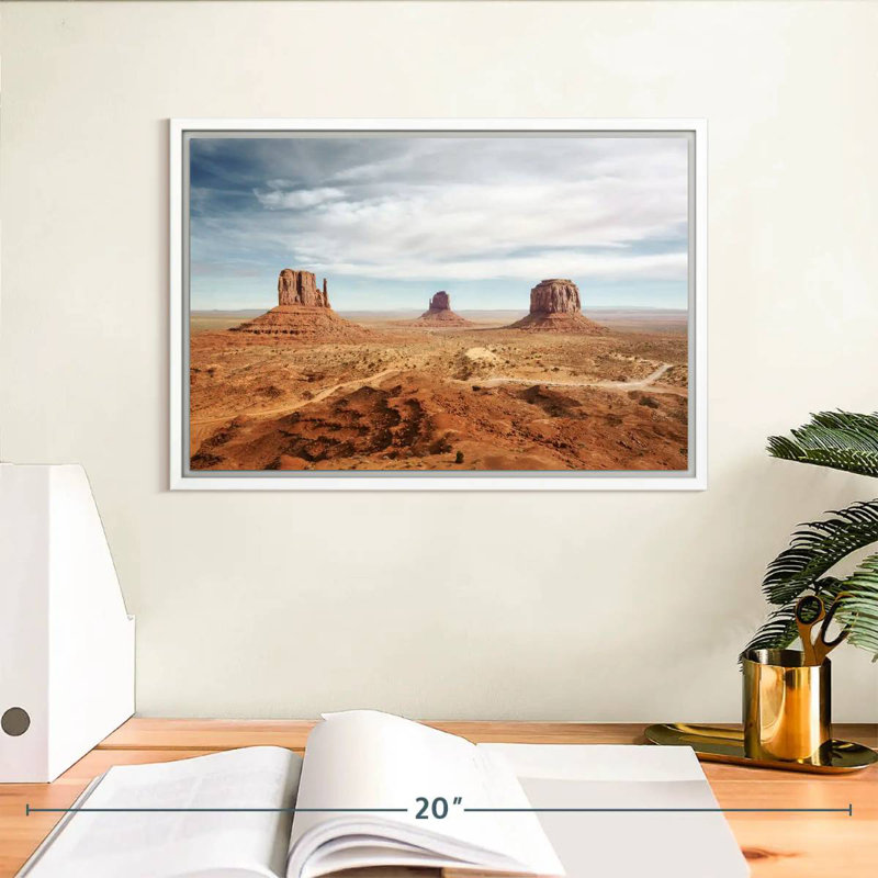 Arizona Monument Valley, Floating Frame White, 13" X 9"