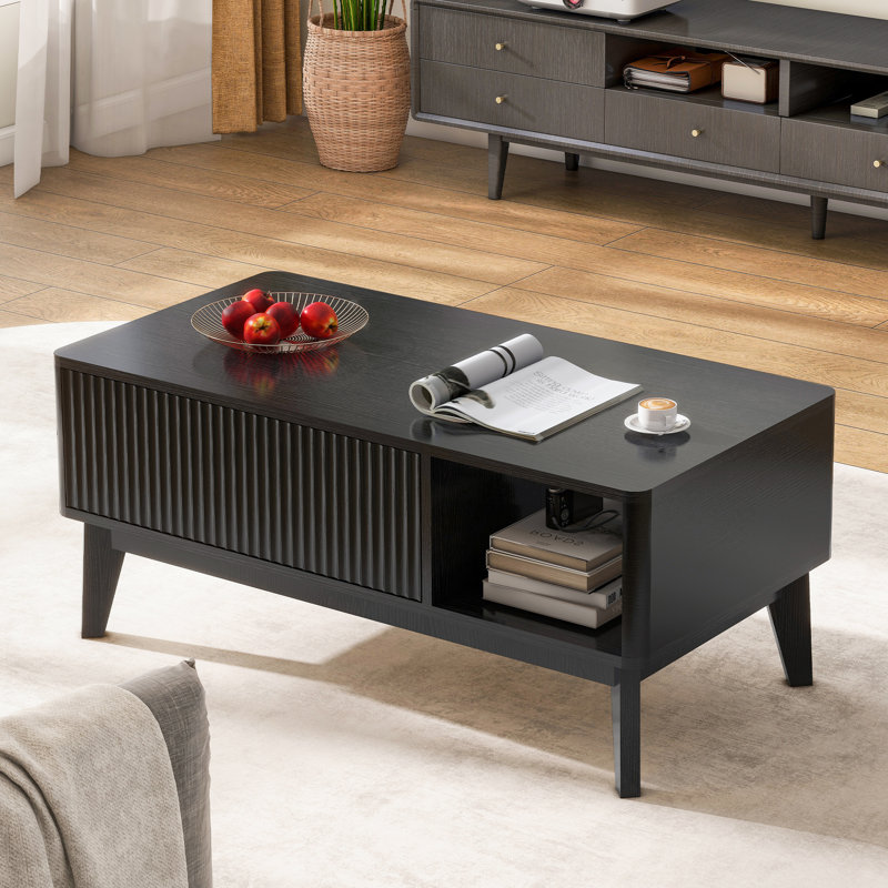 Rhythm Coffee Table, Lift Top Coffee Table with Storage, Small Living Room Furniture, Fluted Design, 16.22'' H X 37.4'' W X 18.9'' D