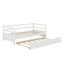 Lit de jour simple avec couchette - Structure et tête de lit en bois de pin-1354856862