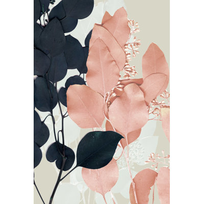 UA CH Indigo & Blush Leaves II by Jennifer Goldberger - Wrapped Canvas Print
