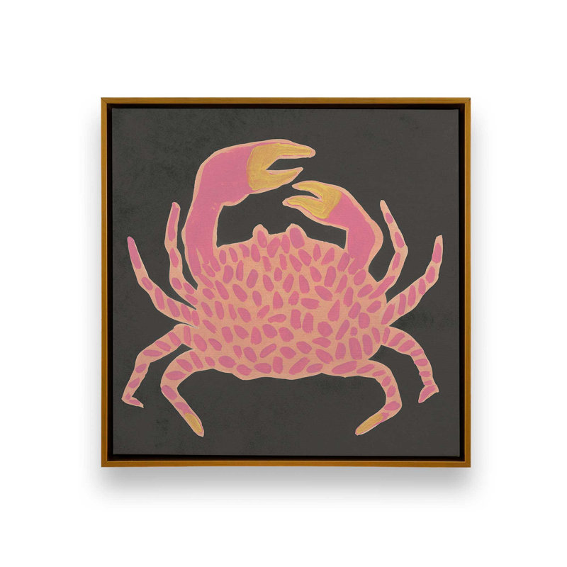 «Party Crab I» par June Erica Vess, reproduction d'art sur toile, Impression dans un cadre flottant sans passe-parto, Doré