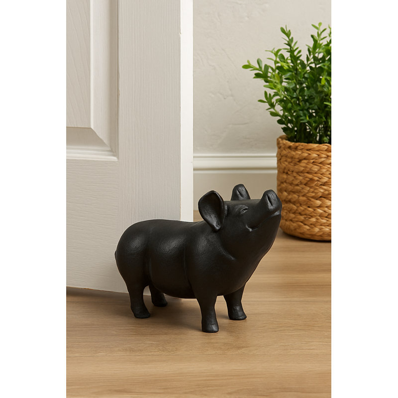 Cochon en fonte Bordovice, H 5,9 po x l 9,2 po x P 3,7 po, Noir antique