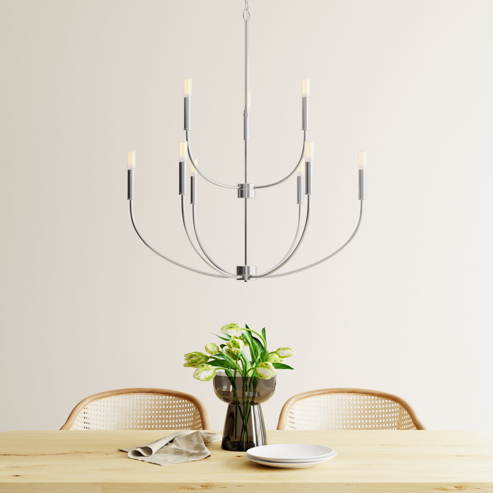 Kendrey 9-Light Chandelier, Brushed Nickel