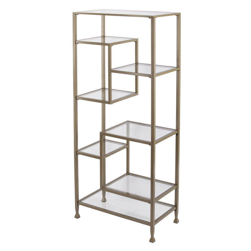 Charney Geometric Bookcase, Matte Khaki