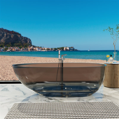 Baignoire de trempage autoportante 66,93 po x 34,65 po avec drain escamotable et trop-plein, certifiée Cupc