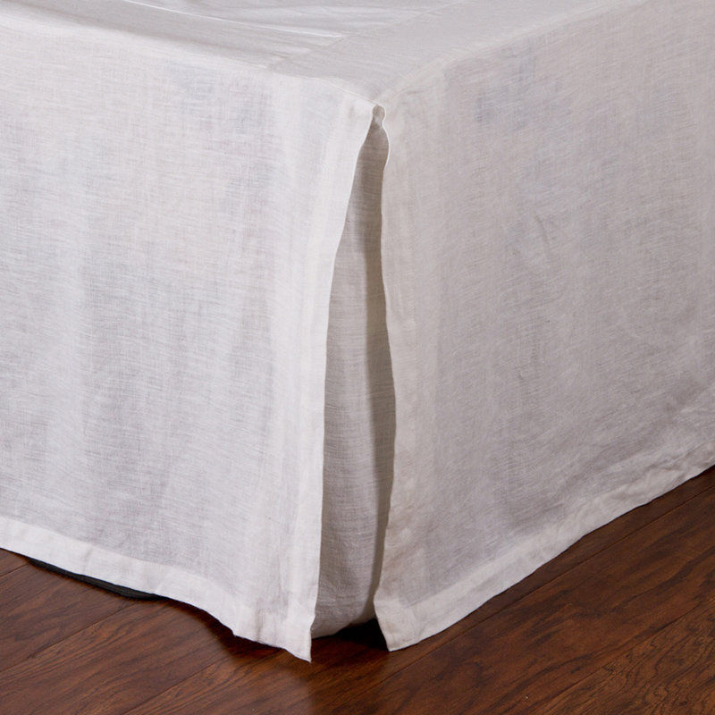 Linen Pleated Bed Skirt, King, White