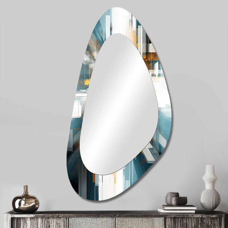 Portail portail dimensions futures - miroir décoratif asymétrique de collages abstraits, miroir mural de forme irrégulière moderne, impression d'art en métal