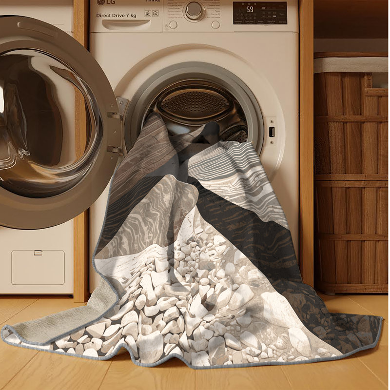 Machine Washable Pavla Rustic Stone Rug in Gray – Gray Binding, 8' Square