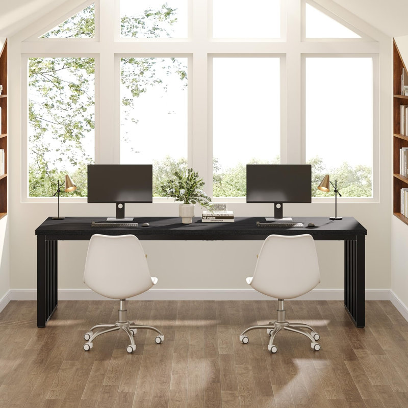 Engineered Wood Writing Conference Table with Metal Frame