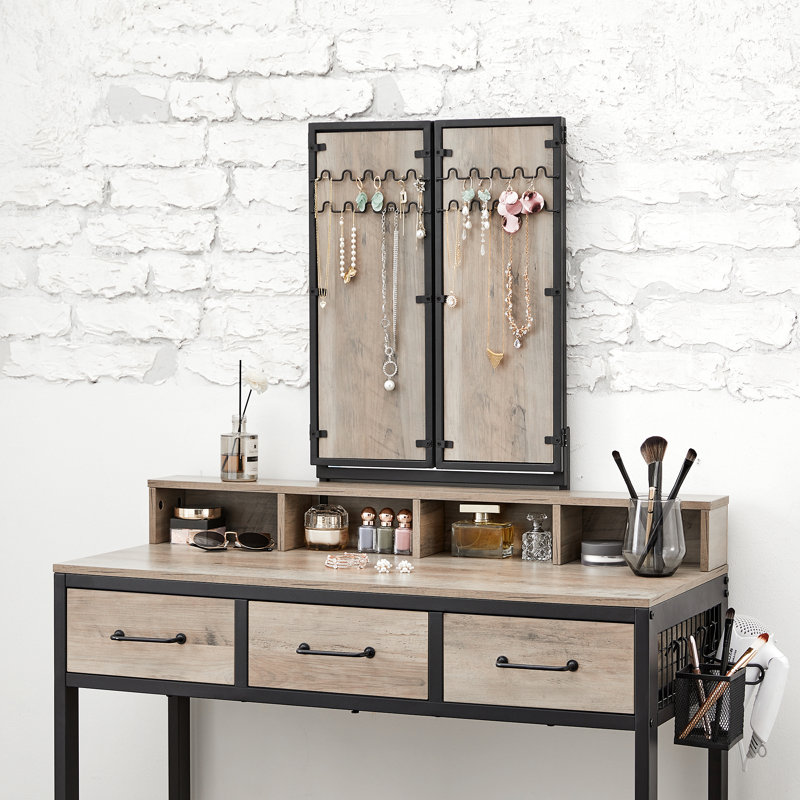 Hans Dressing Table with Mirror, Greige/Black
