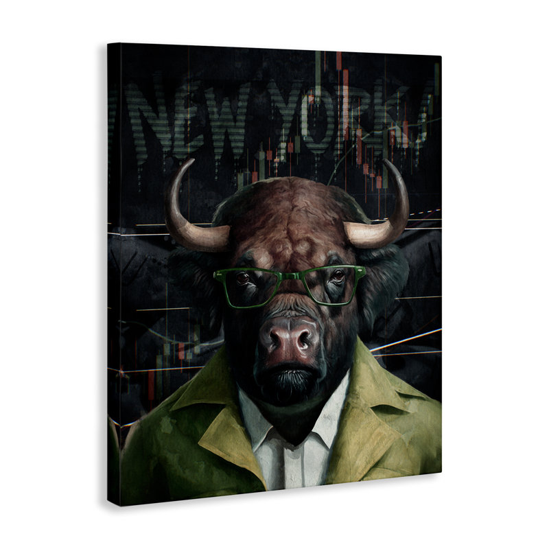 «Stupell Industries Stylish Bull New York», art mural sur toile par Svetlana Aleynikova, H 20 po x l 16 po