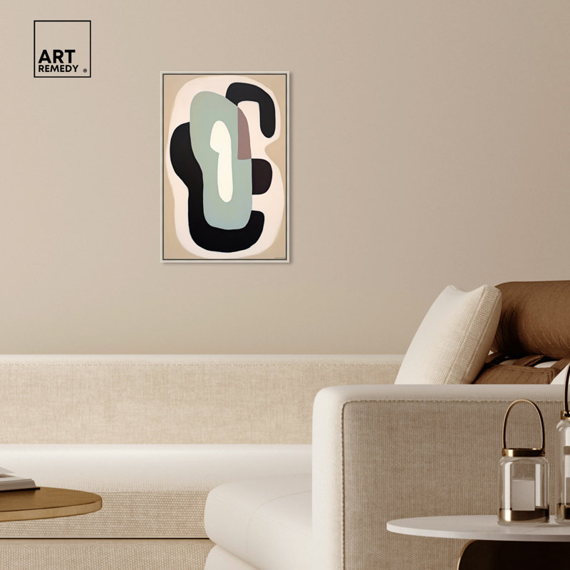 Art abstrait abstrait numérique à formes abstraites par Art Remedy, Cadre argenté, H 25 po x l 17 po