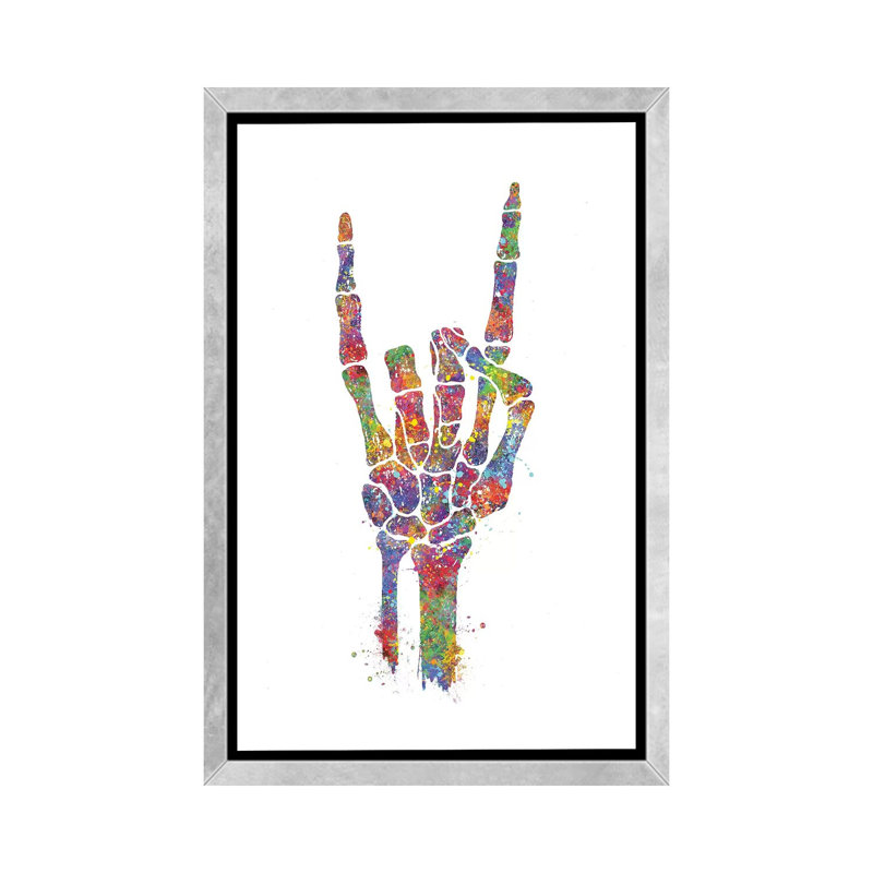 " Skeleton Hand " by Genefy Art, 60" H x 40" W x 1.5" D, Silver Frame