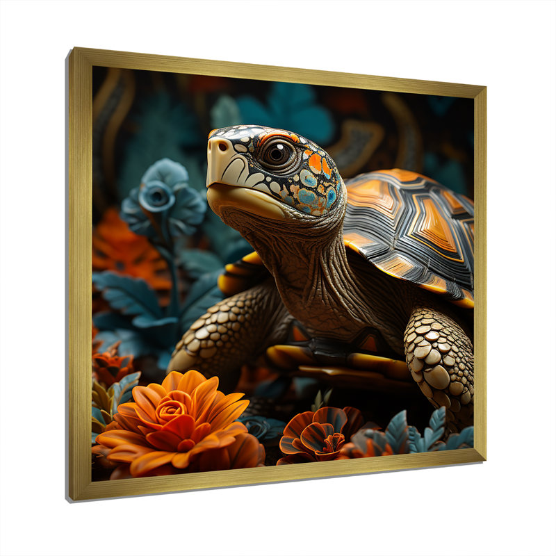 Sagesse symbolique sur toile, H 30 po x l 30 po x P 1 po, Cadre doré simple