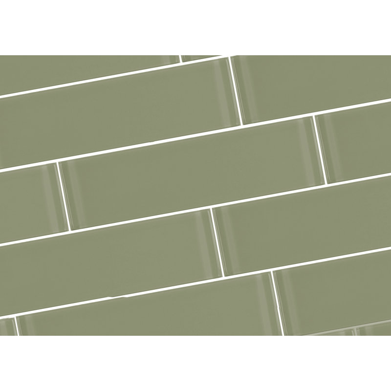 Carrelage de mur et de piscine à bord droit en verre 3 po x 12 po Metro, Jade