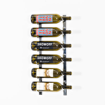 Indurial 6-Bottle Wall-Mounted Metal Wine Rack in Chrome – 24" Tall