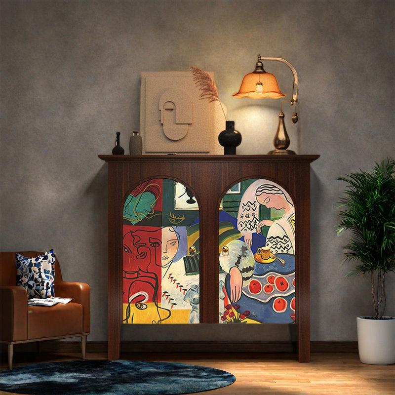 Walnut Double Door Decorative Cabinet