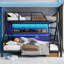 Lit double superposé double / grand ou double + planche de rangement / grand lit, lit superposé en métal avec tablettes et lumières de rangement, conception peu encombrante et silencieuse, aucun sommier tapissier nécessaire, noir-2062851572