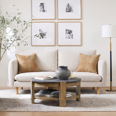 Jeston 80'' Wide Modern Boucle Upholstered 3-Seater Sofa with Oversized Cushions and Natural Wood Legs