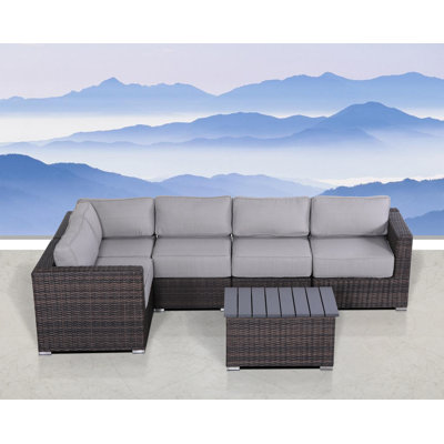 High-Density Polyethylene (HDPE) Wicker Fully Assembled 4 - Person Seating Group with Cushions