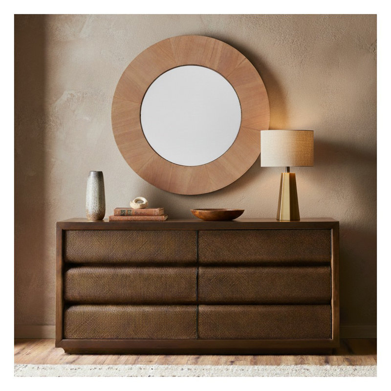Miroir rond en bois Netta, Noyer