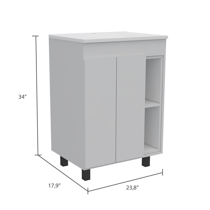 Vanity Two External Shelves, Double Door Cabinet