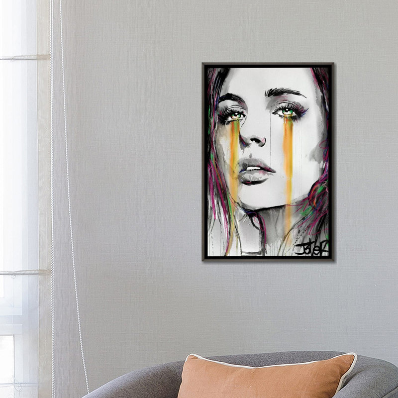 « Streams » par Loui», reproduction d’art, Toile avec cadre gris, Pas de tapis, H 26 po x l 18 po x 1,5 po