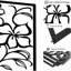 Ensemble de 3 décorations murales, motif floral abstrait, cadre métallique noir