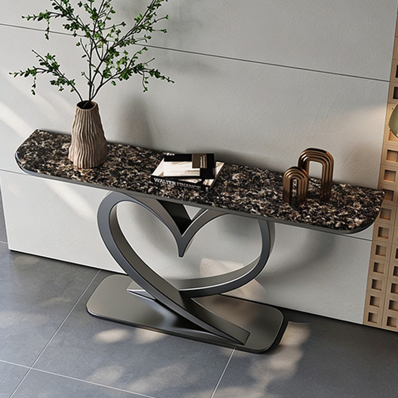 Console luxueuse de style italien, 33.5" H x 63" W x 15.7" D, Gris foncé