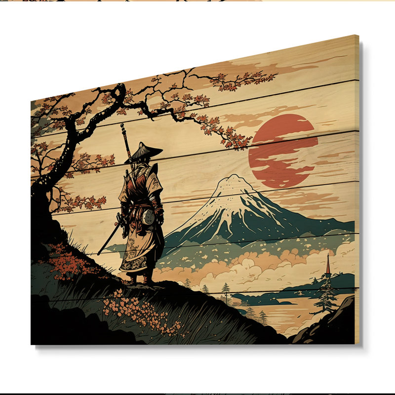 «Lakeway Samurai In Japon II», reproduction sur bois sans cadre, H 12 po x l 20 po x P 1 po
