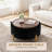 30" W Upholstered Round Storage Ottoman Coffee Table with Metal Legs-807009759