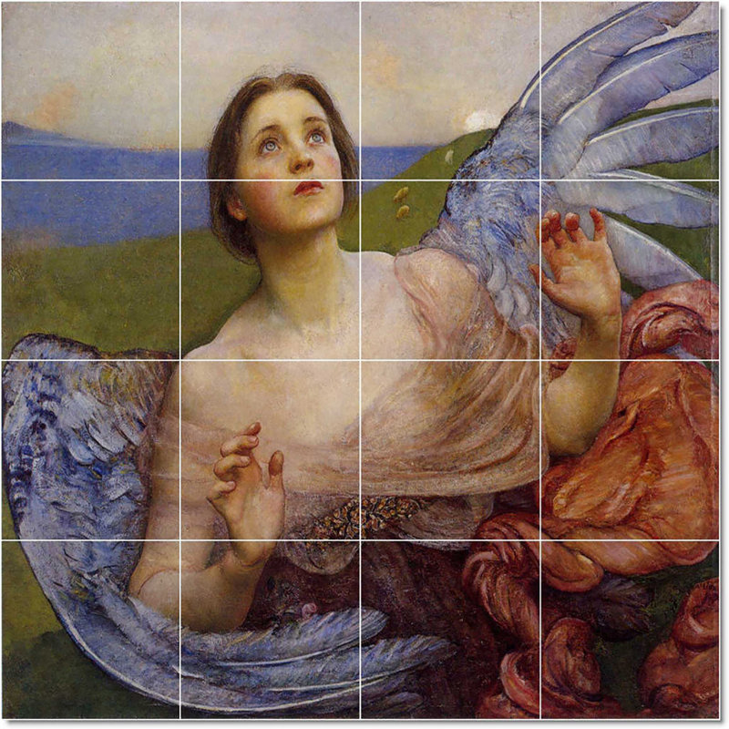 Carreau de céramique décorative 48 po x 48 po 12 po x 12 po, Annie Swynnerton, peinture d'ange, W23181