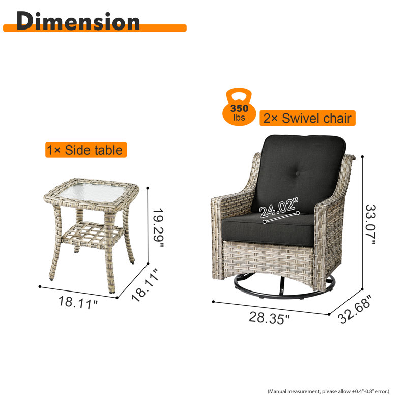 Chaise d'extérieur Zeycan, Noir