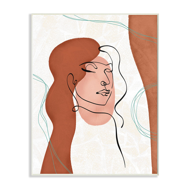 «Organic Organic Portrait Abstract Linework» par Ziwei Li - impression d'art graphique, Plaque en bois