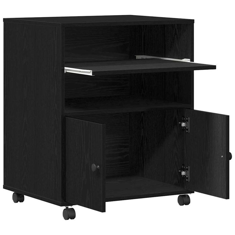 74cm H x 60cm W Printer Stand, Black Oak