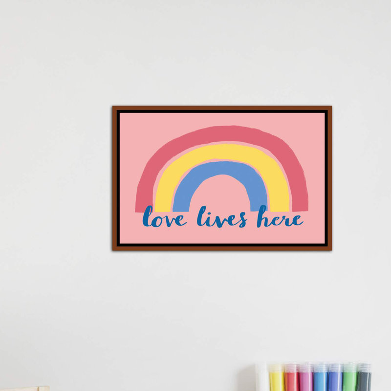 «Love Lives Here» par Nancy Mckenzie - reproduction d'art, Toile à cadre en bois classique, Aucun mat