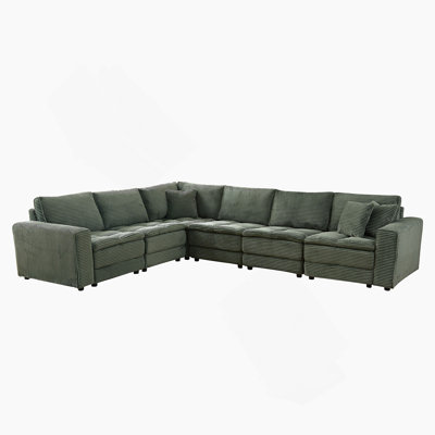 6 Seats,Oversized Sectional Sofa,L Shaped Corner Couch with Detachable Seat & Back Cushion