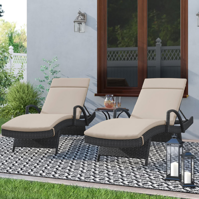 Ensemble de chaises longues inclinables 79,25 po Blaise, Beige texturé