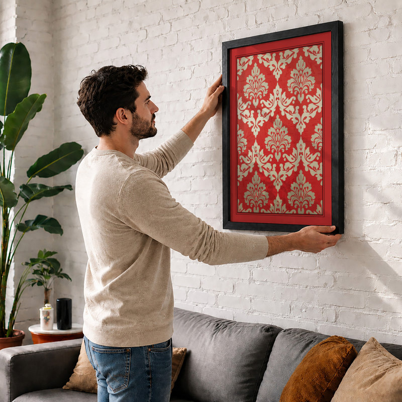 Damask Botanical - Framed Print, Walnut, A1 - 84.1 x 59.4 cm