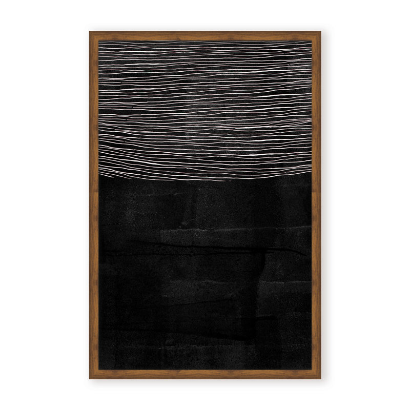 Abstract Blackened Line by  - Picture Frame Painting on Paper, 24" H x 16" W x 1.125" D, Framed Matted Print, Black