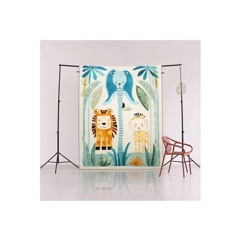Washable Dido Collection Kids Rug Animal Tree Figure Patterned Modern Decorative Area Rug